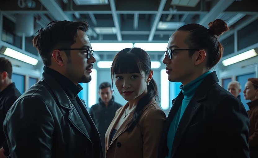 Neon Veil: Cyberpunk RPG cover with veiled figures in neon fog